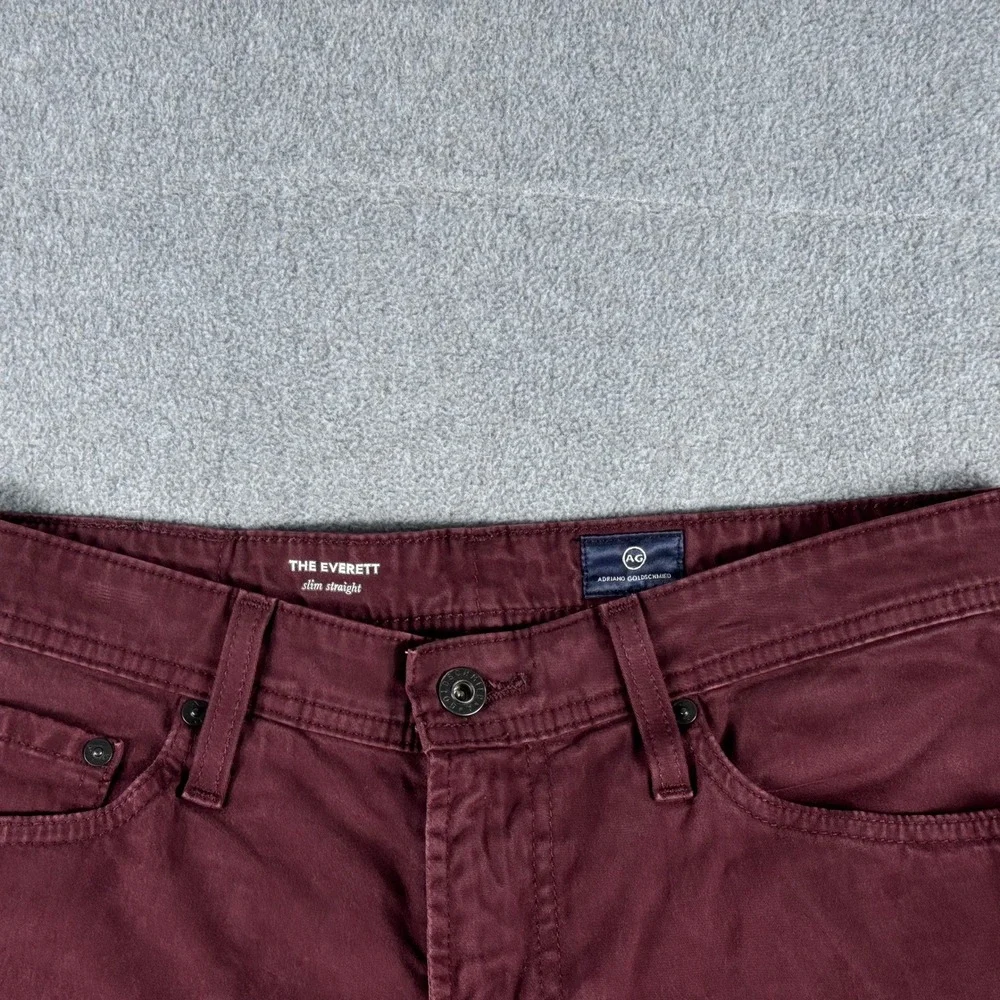 AG Adriano Goldschmied Everett Slim Straight Pants Mens 32x28 Burgundy